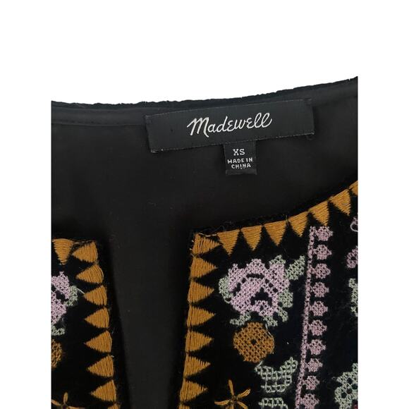 Boho Chic Black Embroidered Peasant Top – Long Sleeve Festival Blouse - Picture 4 of 7